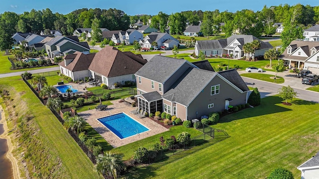 aerial view with a residential view
