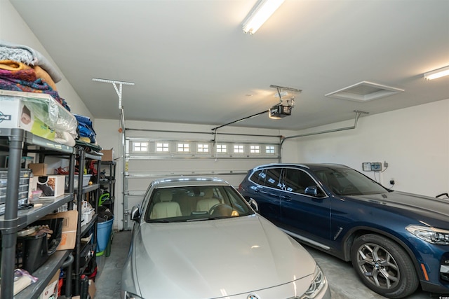 garage with a garage door opener