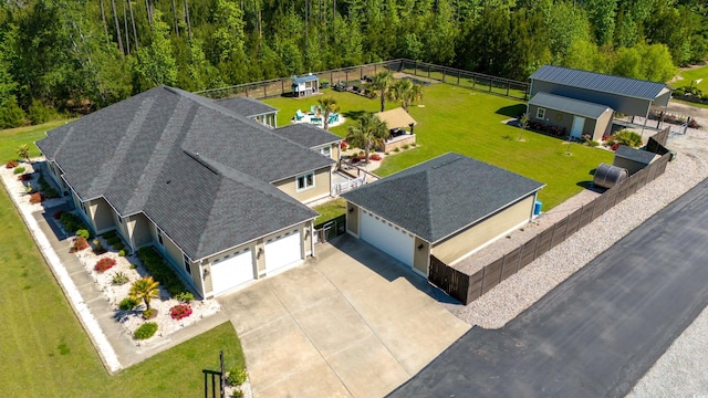 drone / aerial view with a forest view