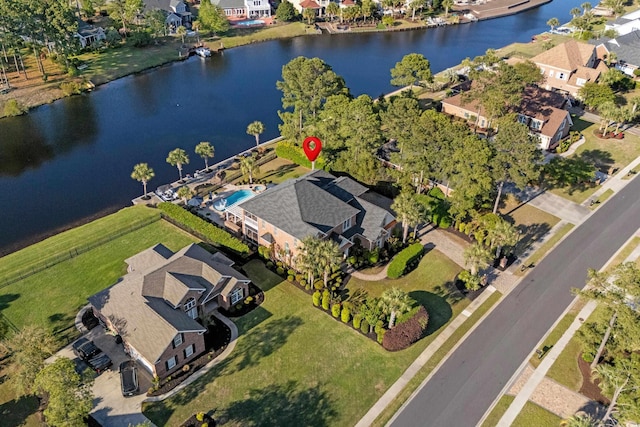 256 Shoreward Dr, Myrtle Beach, SC 29579 - aerial view with a water view and a residential view