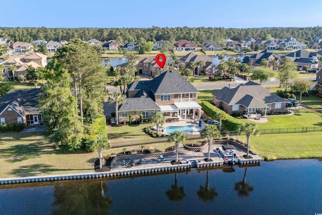 256 Shoreward Dr, Myrtle Beach, SC 29579 - drone / aerial view featuring a water view and a residential view