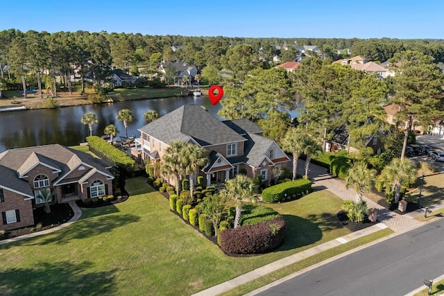 256 Shoreward Dr, Myrtle Beach, SC 29579 - bird's eye view with a water view and a residential view