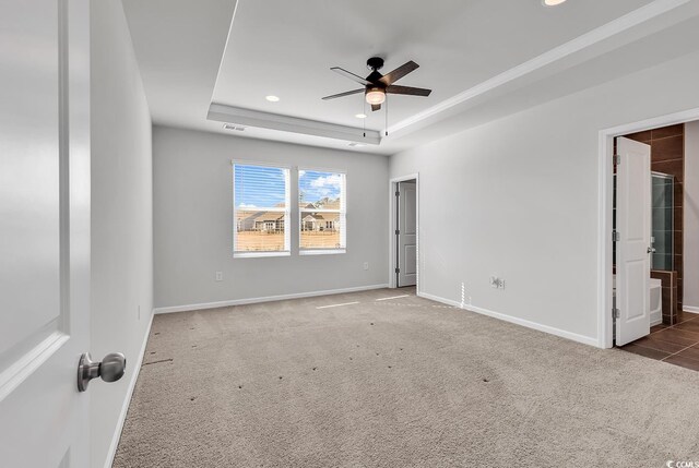 3119 Hannon Dr, Myrtle Beach, SC 29579 - carpeted empty room featuring ceiling fan, visible vents, baseboards, a tray ceiling, and recessed lighting