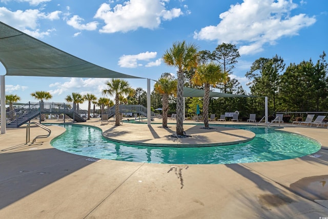 2446 Craven Dr, Myrtle Beach, SC 29572 - pool featuring a patio and stairs