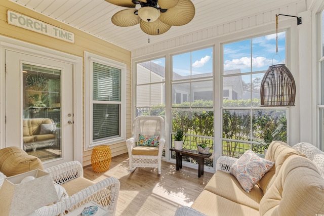 2446 Craven Dr, Myrtle Beach, SC 29572 - sunroom featuring ceiling fan and outdoor lounge area
