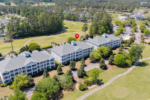 drone / aerial view with golf course view