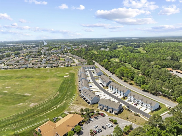 birds eye view of property featuring a residential view and golf course view