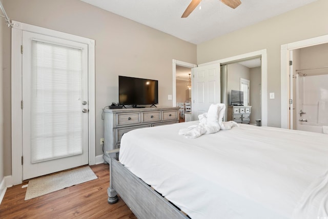 4771 Wild Iris Dr Unit 103, Myrtle Beach, SC 29577 - bedroom with baseboards, ceiling fan, wood finished floors, and a closet
