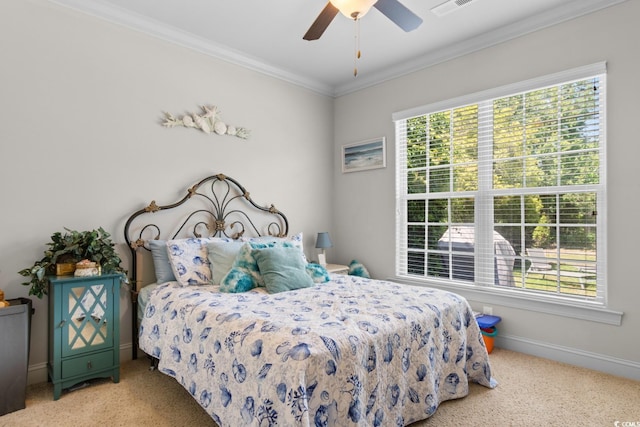 9060 Abingdon Dr, Myrtle Beach, SC 29579 - bedroom featuring carpet flooring, a ceiling fan, crown molding, and baseboards