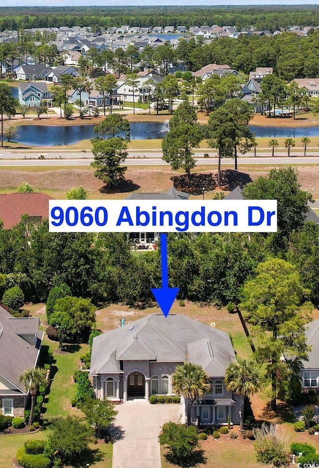 9060 Abingdon Dr, Myrtle Beach, SC 29579 - birds eye view of property featuring a water view and a residential view