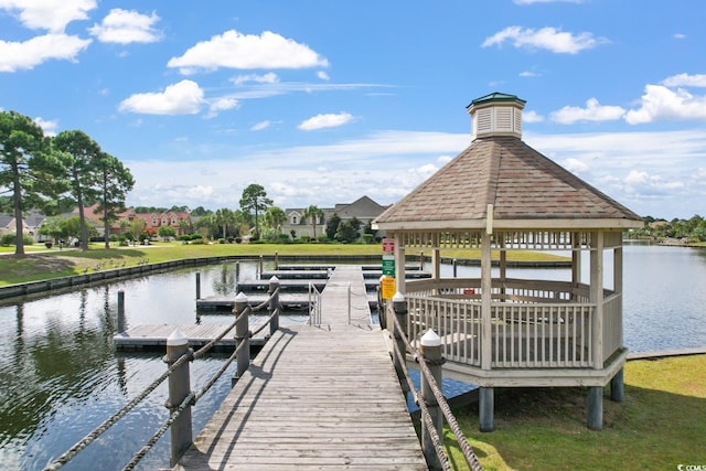 9060 Abingdon Dr, Myrtle Beach, SC 29579 - dock area with a gazebo and a water view