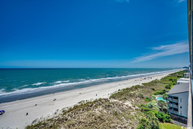property view of water with a beach view
