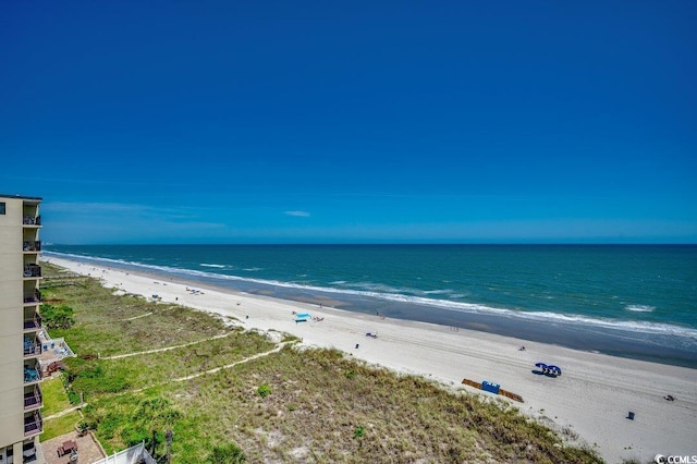 property view of water featuring a view of the beach