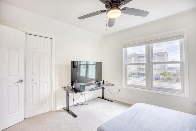 1023 S Sea Bridge Ct, Surfside Beach, SC 29575 - carpeted bedroom featuring baseboards, a ceiling fan, and a closet