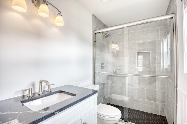1023 S Sea Bridge Ct, Surfside Beach, SC 29575 - full bathroom with toilet, a shower stall, and vanity
