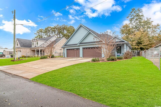 craftsman house with concrete driveway, a garage, and brick siding