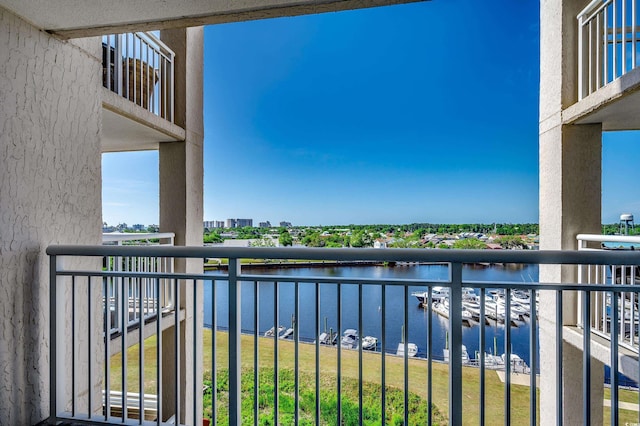 balcony with a water view