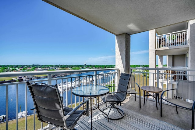 balcony with a water view