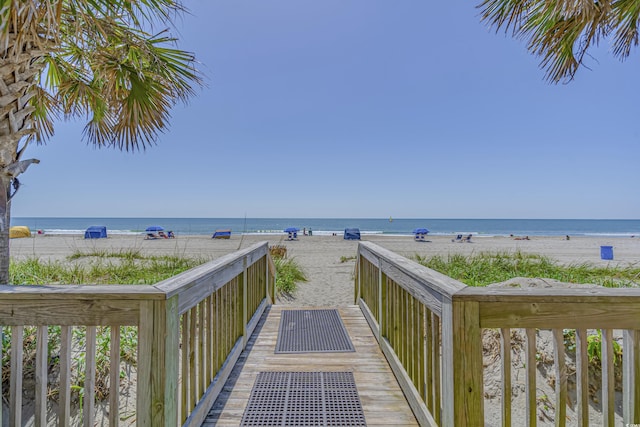 view of water feature featuring a beach view