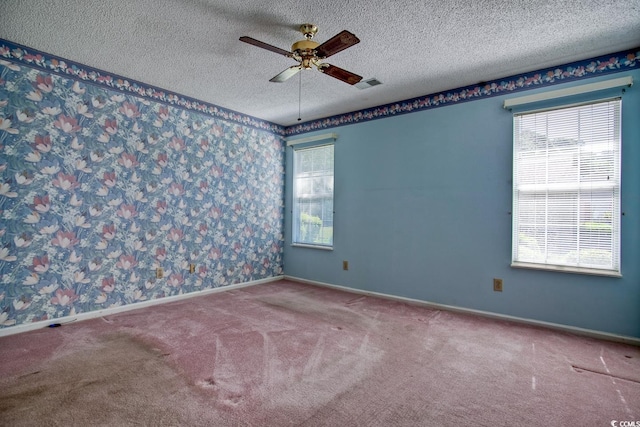 802 Mockingbird Ct, Murrells Inlet, SC 29576 - spare room with ceiling fan, carpet, a textured ceiling, and visible vents