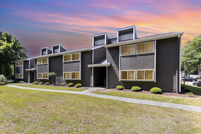 view of property at dusk
