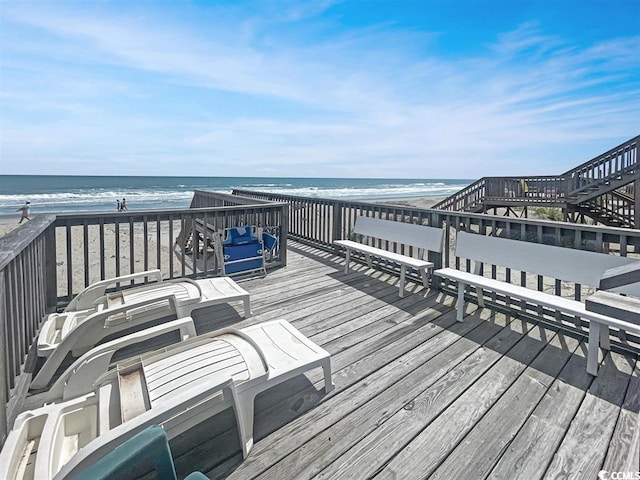 324 S Waccamaw Dr, Garden City Beach, SC 29576 - wooden deck with a water view and a view of the beach