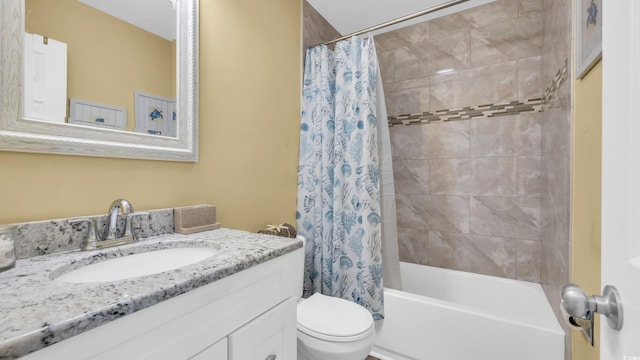 324 S Waccamaw Dr, Garden City Beach, SC 29576 - full bathroom featuring toilet, shower / tub combo with curtain, and vanity