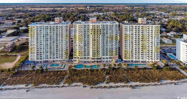 drone / aerial view of a pool area