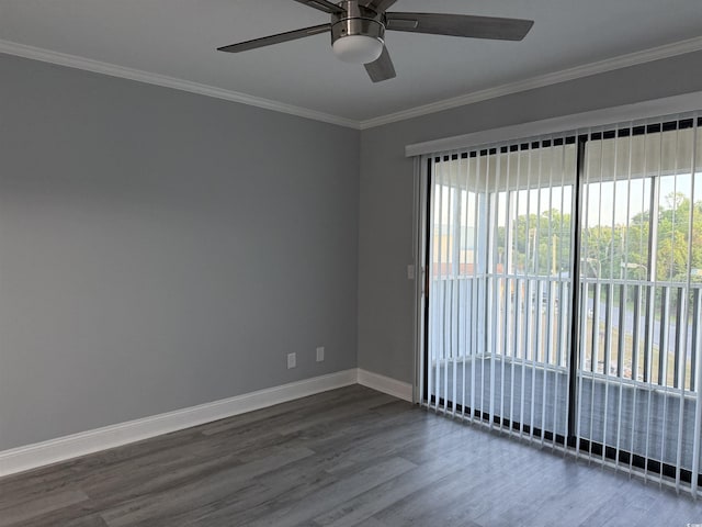 4350 Intercoastal Dr Unit 2302, Little River, SC 29566 - empty room featuring healthy amount of natural light, dark wood-type flooring, ceiling fan, baseboards, and ornamental molding