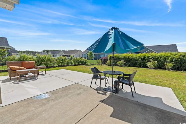 view of patio / terrace featuring outdoor dining area and a fenced backyard