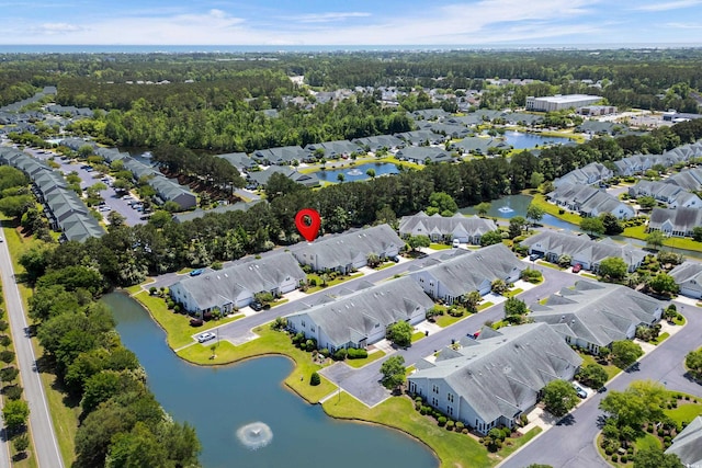 bird's eye view with a water view and a residential view