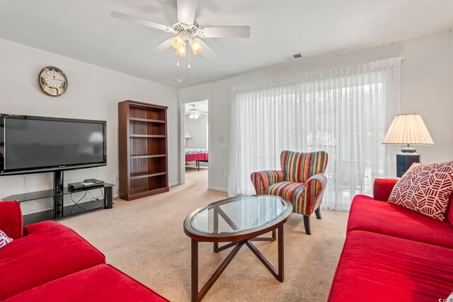 138 Butkus Dr Unit 2, Myrtle Beach, SC 29588 - carpeted living area with a ceiling fan, baseboards, and visible vents
