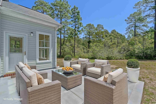 view of patio / terrace featuring an outdoor living space