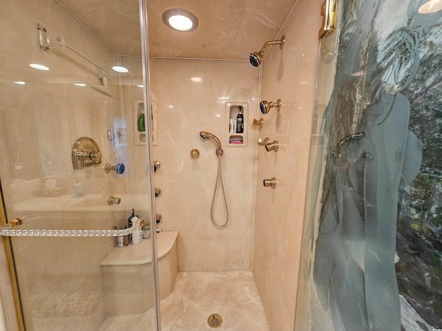 full bathroom featuring a stall shower