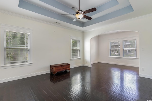 1800 Wood Stork Dr, Conway, SC 29526 - spare room with a raised ceiling, healthy amount of natural light, ceiling fan, arched walkways, and crown molding