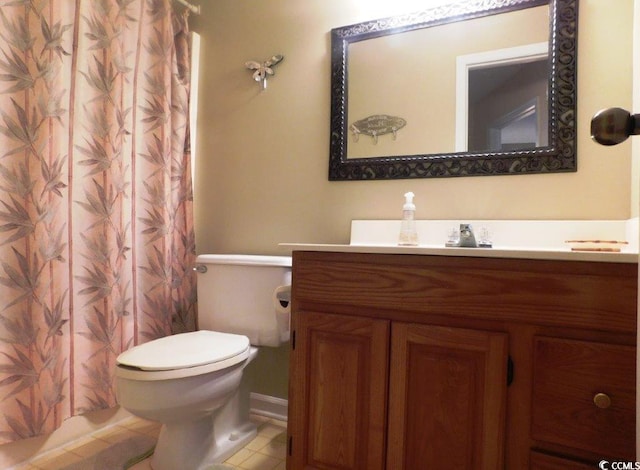 916 Charles St, North Myrtle Beach, SC 29582 - full bath with vanity, a shower with shower curtain, and toilet