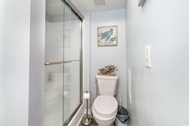 2507 S Ocean Blvd Unit 403, North Myrtle Beach, SC 29582 - bathroom with a stall shower, toilet, and visible vents