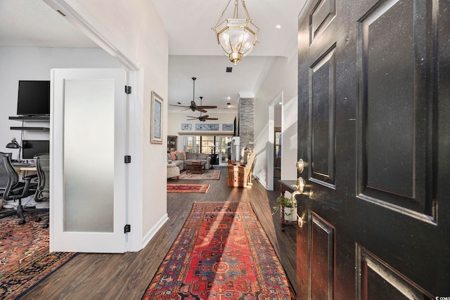 9628 Indigo Creek Blvd, Murrells Inlet, SC 29576 - foyer featuring baseboards, ceiling fan, dark wood-style flooring, and visible vents