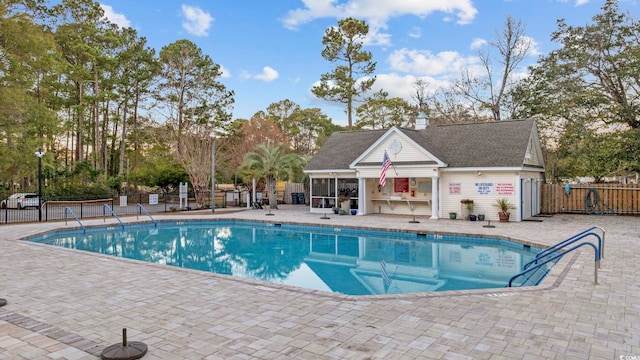 9628 Indigo Creek Blvd, Murrells Inlet, SC 29576 - pool featuring fence, an outdoor structure, and a patio area