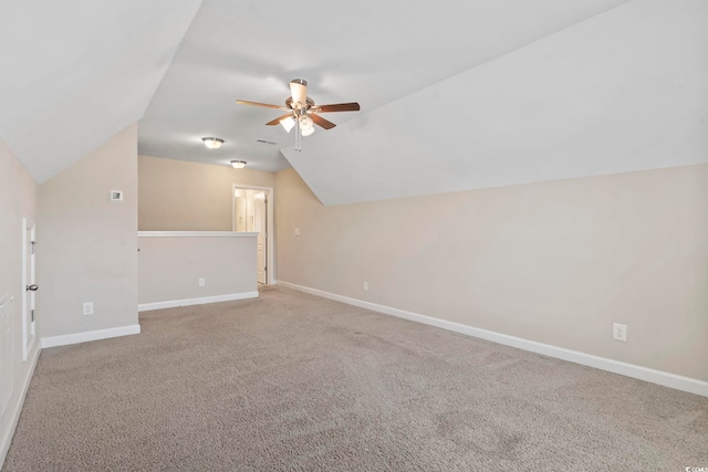 853 Derbyshire Ct, Conway, SC 29526 - bonus room featuring ceiling fan, lofted ceiling, baseboards, and carpet flooring