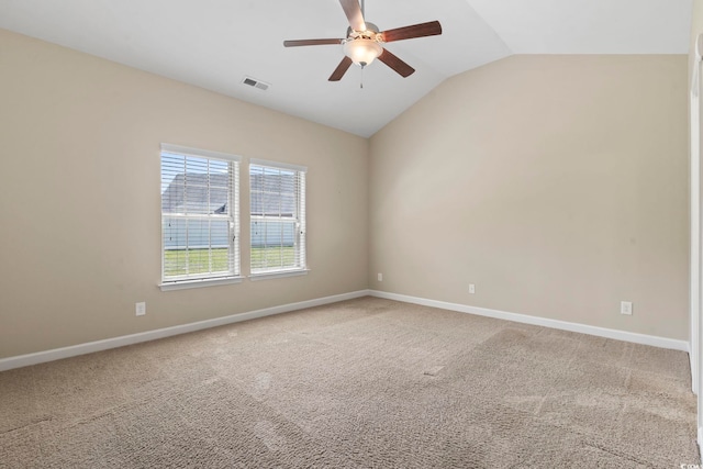 853 Derbyshire Ct, Conway, SC 29526 - carpeted empty room with a ceiling fan, vaulted ceiling, and baseboards