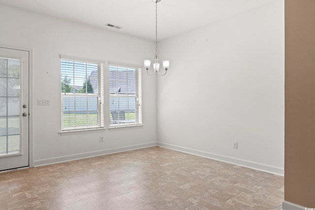 853 Derbyshire Ct, Conway, SC 29526 - unfurnished dining area featuring a chandelier and baseboards