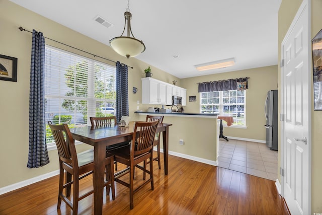 260 Connemara Dr Unit E, Myrtle Beach, SC 29579 - dining area with visible vents, a wealth of natural light, and wood finished floors