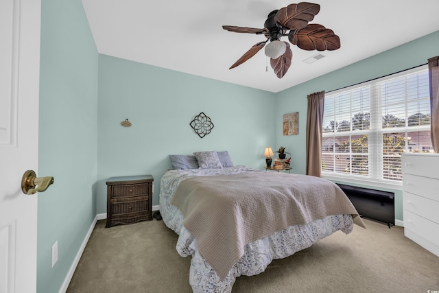 260 Connemara Dr Unit E, Myrtle Beach, SC 29579 - bedroom featuring carpet floors, baseboards, a ceiling fan, and visible vents