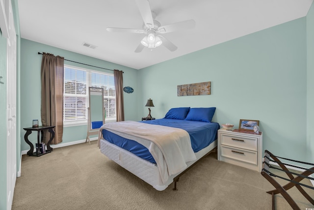 260 Connemara Dr Unit E, Myrtle Beach, SC 29579 - bedroom featuring baseboards, a ceiling fan, carpet flooring, and visible vents