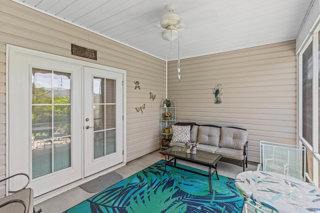232 Je Edward Dr Unit 21, Myrtle Beach, SC 29588 - sunroom / solarium with ceiling fan, an outdoor living space, and french doors