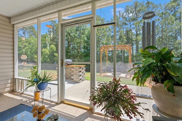 view of unfurnished sunroom