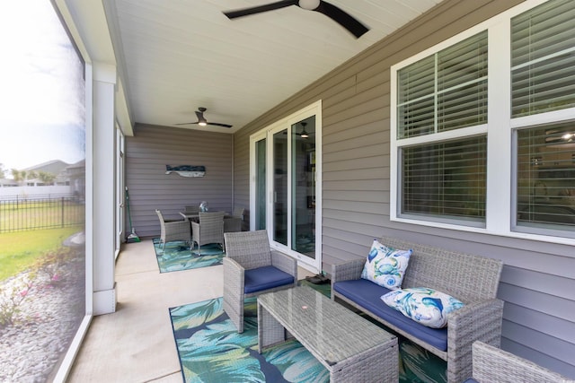 428 Calhoun Falls Dr, Myrtle Beach, SC 29579 - view of patio featuring a ceiling fan and fence