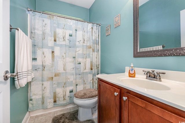 2940 Tigers Eye Rd, Little River, SC 29566 - bathroom with tile patterned floors, toilet, vanity, and a shower with curtain