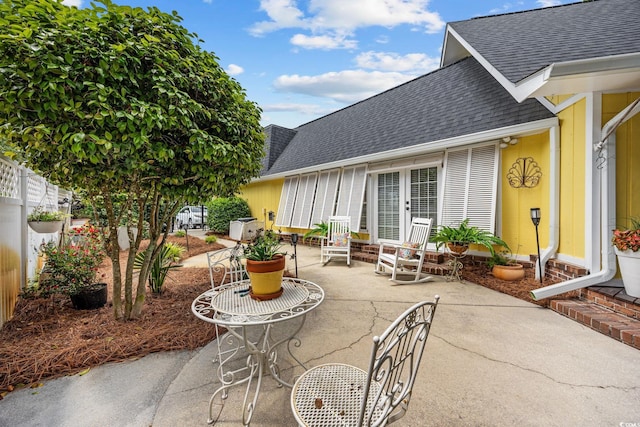 view of patio / terrace featuring a fenced backyard and entry steps